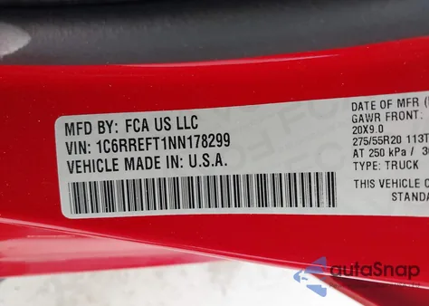 2022 Ram 1500 Big Horn 4X2 5'7 Box из США, поврежденный, VIN 1C6RREFT1NN178299